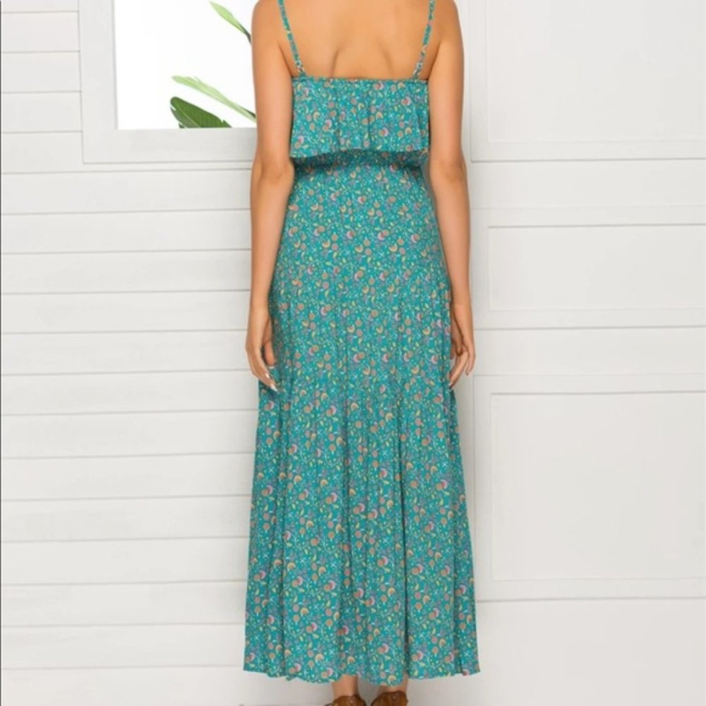 Ruffle Cami Boho Floral Gypsy Print Maxi Dress - Picture 5 of 16